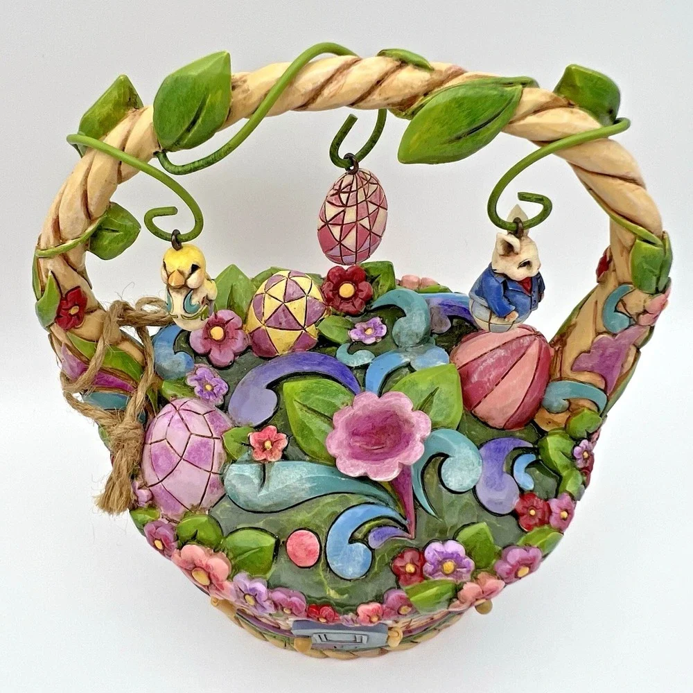 Jim Shore Heartwood Creek Be Open to Miracles Easter Basket with Ornaments